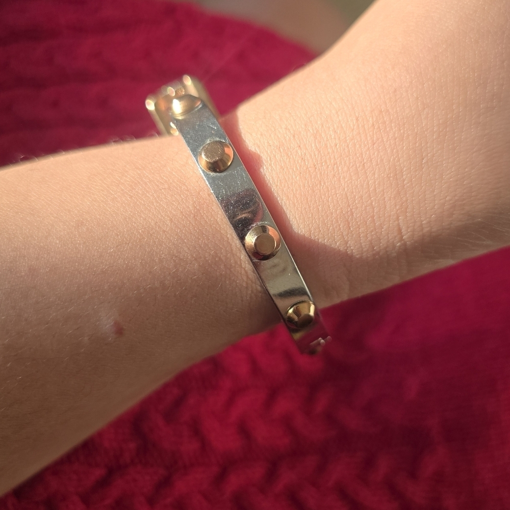 Michael Kors Two-Tone Stud Accent Bangle - Silver & Gold